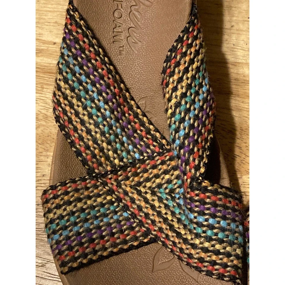 Skechers Luxe Foam‎ Multi Color Woven Wedge Sandals Womens 6 SN 38554 MLT Boho